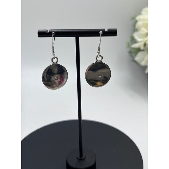 Sterling silver stamped 925 Inlaid Multicolor Dangle Earrings - Picture 5 of 8